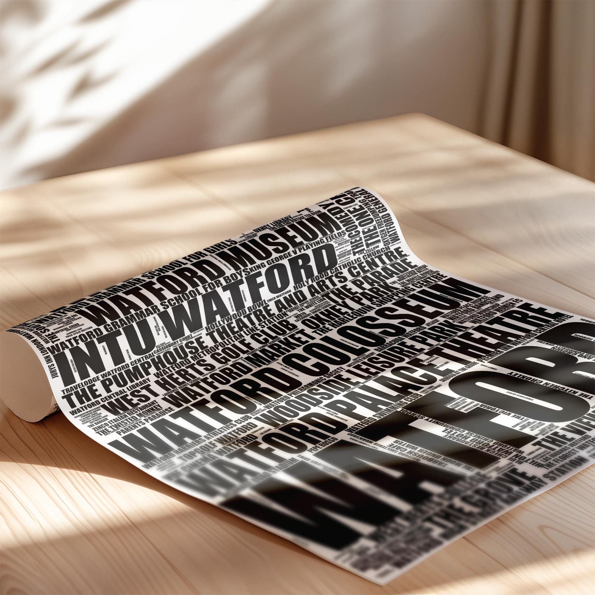 Watford - Premium Typographic Word Cloud Prints, Posters & Gifts