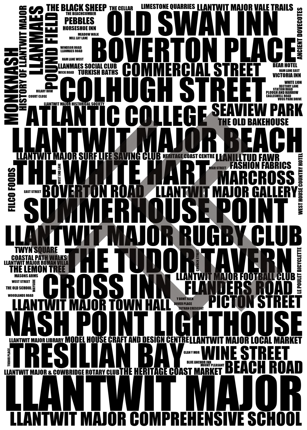 Llantwit Major - Premium Typographic Word Cloud Prints, Posters & Gifts