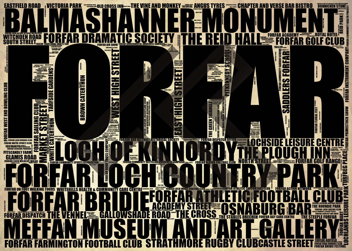 Forfar - Premium Typographic Word Cloud Prints, Posters & Gifts