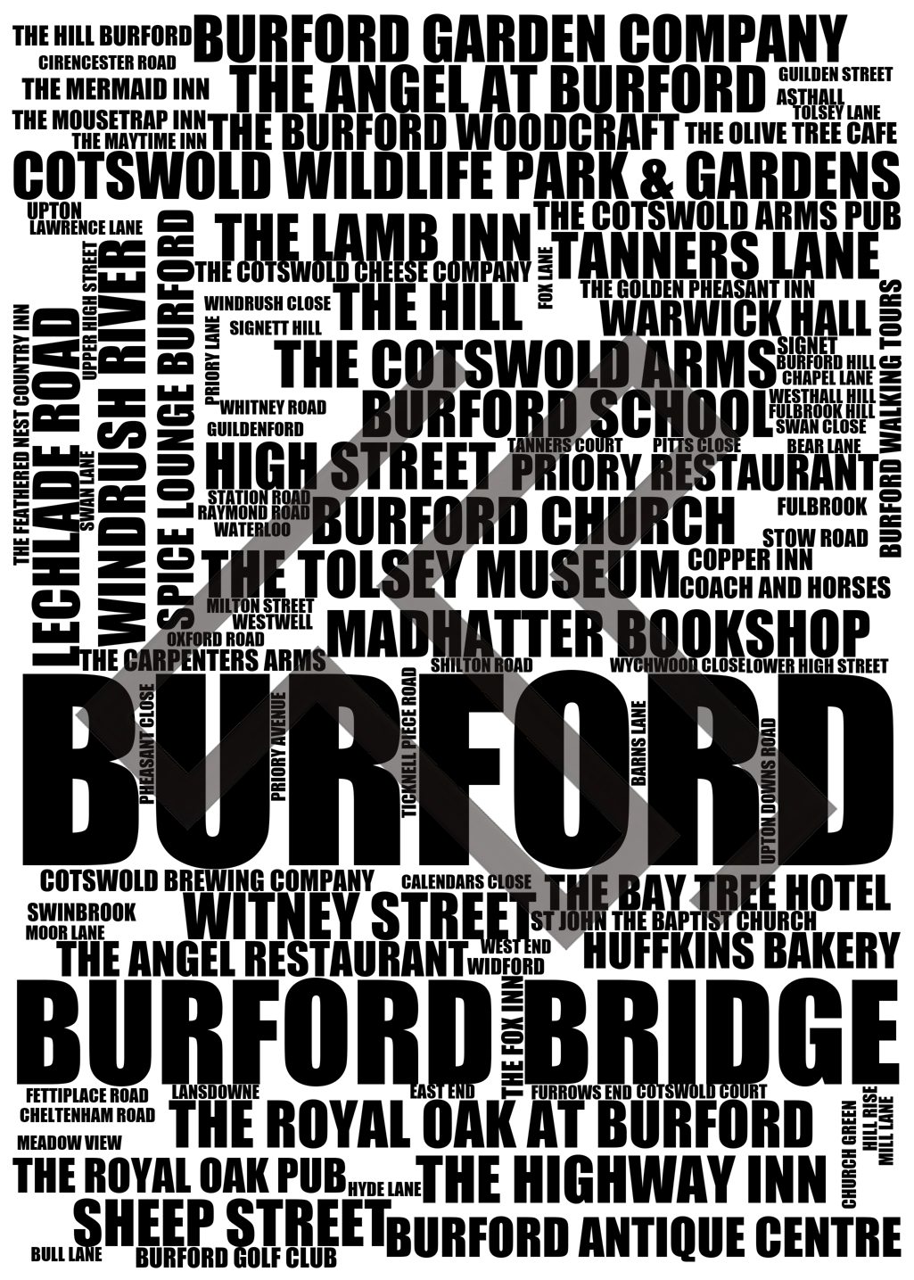 Burford - Premium Typographic Word Cloud Prints, Posters & Gifts