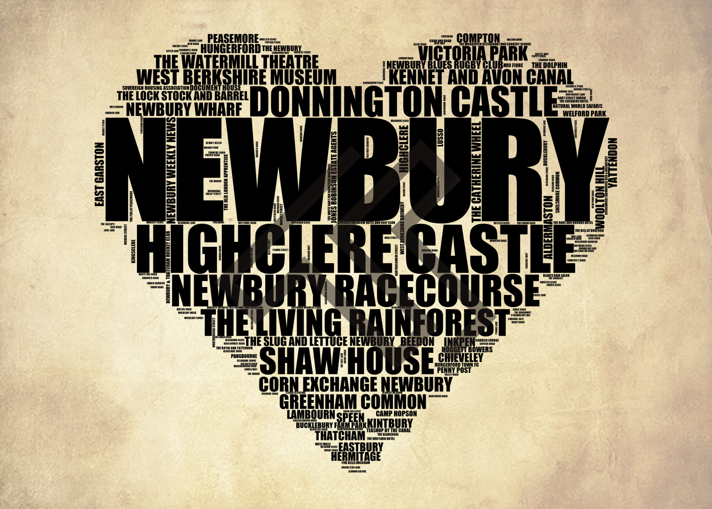 Newbury - Premium Typographic Word Cloud Prints, Posters & Gifts