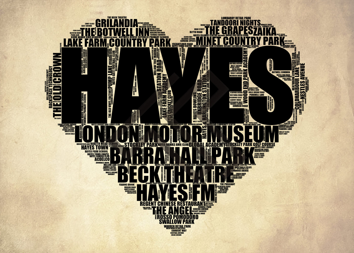 Hayes - Premium Typographic Word Cloud Prints, Posters & Gifts