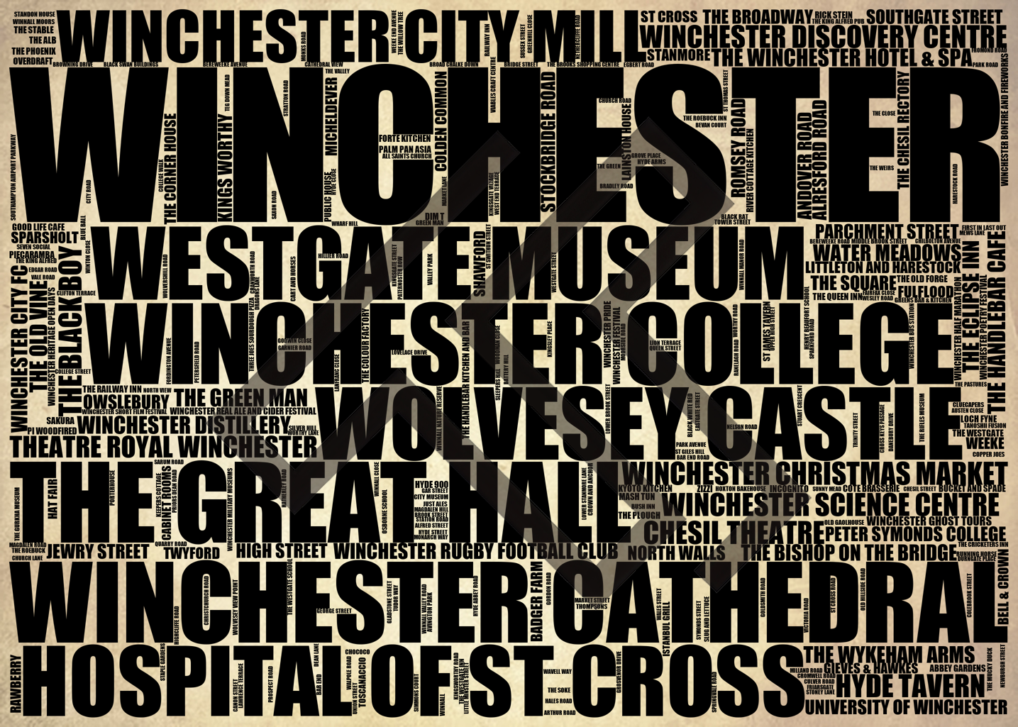 Winchester - Premium Typographic Word Cloud Prints, Posters & Gifts