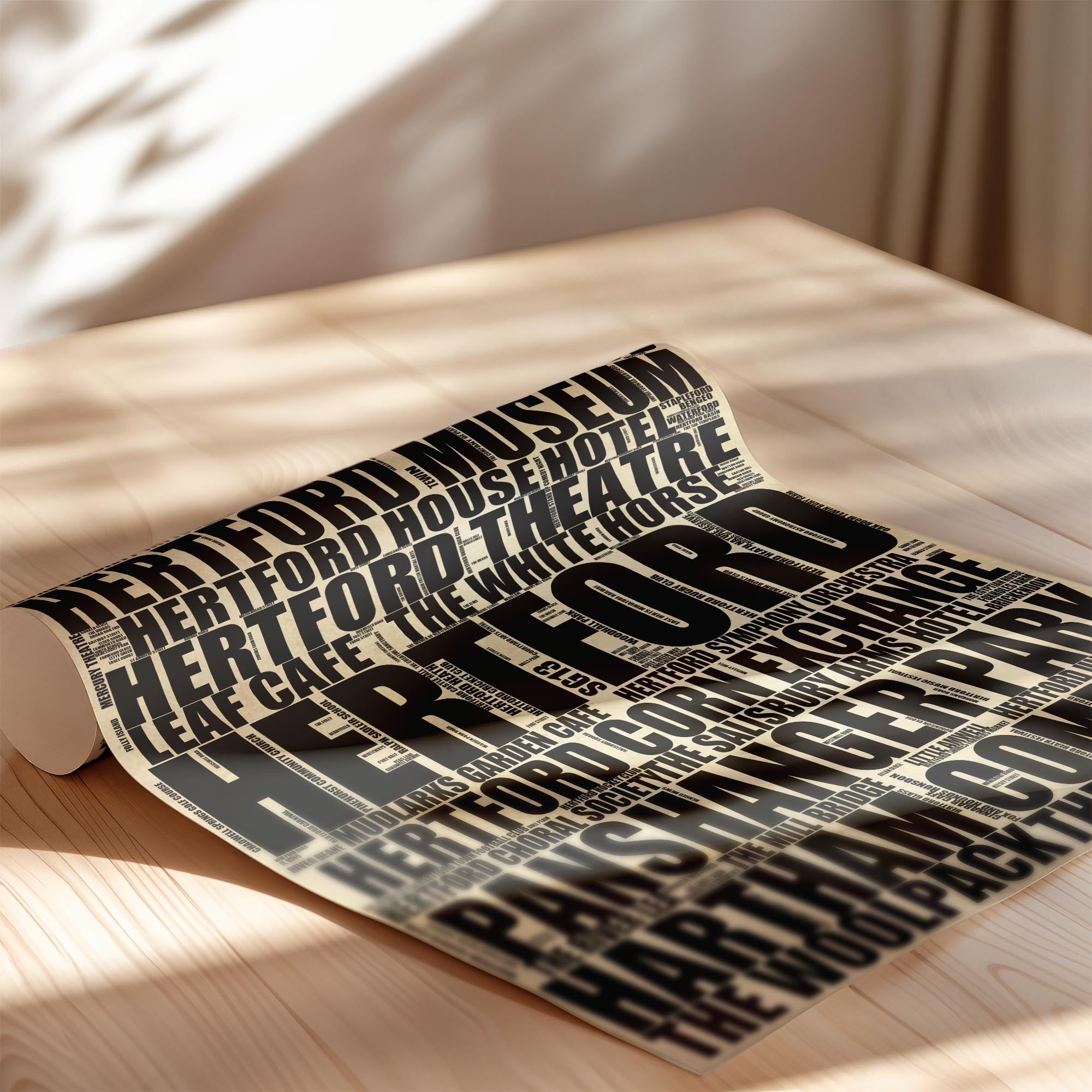 Hertford - Premium Typographic Word Cloud Prints, Posters & Gifts