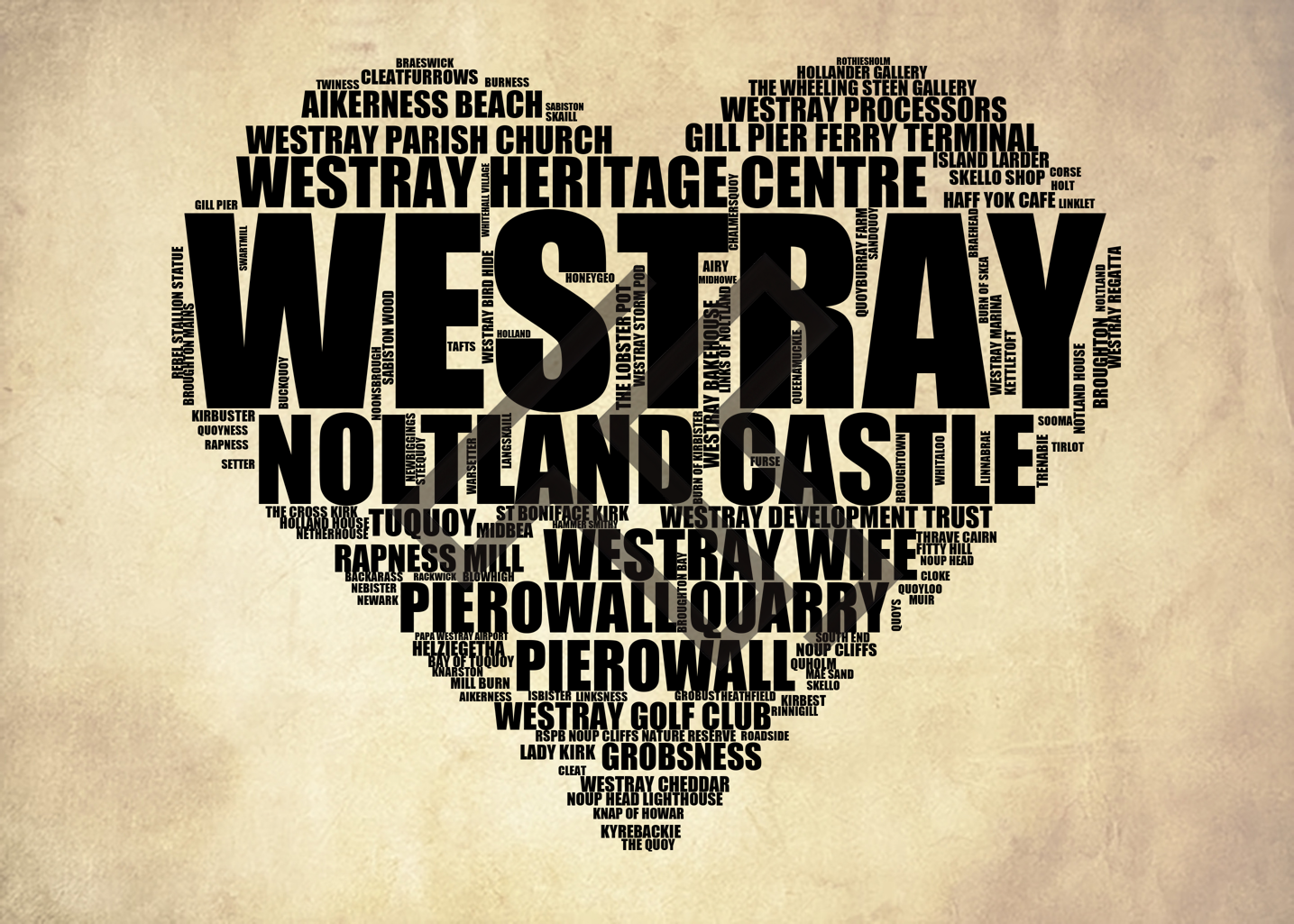 Westray - Premium Typographic Word Cloud Prints, Posters & Gifts