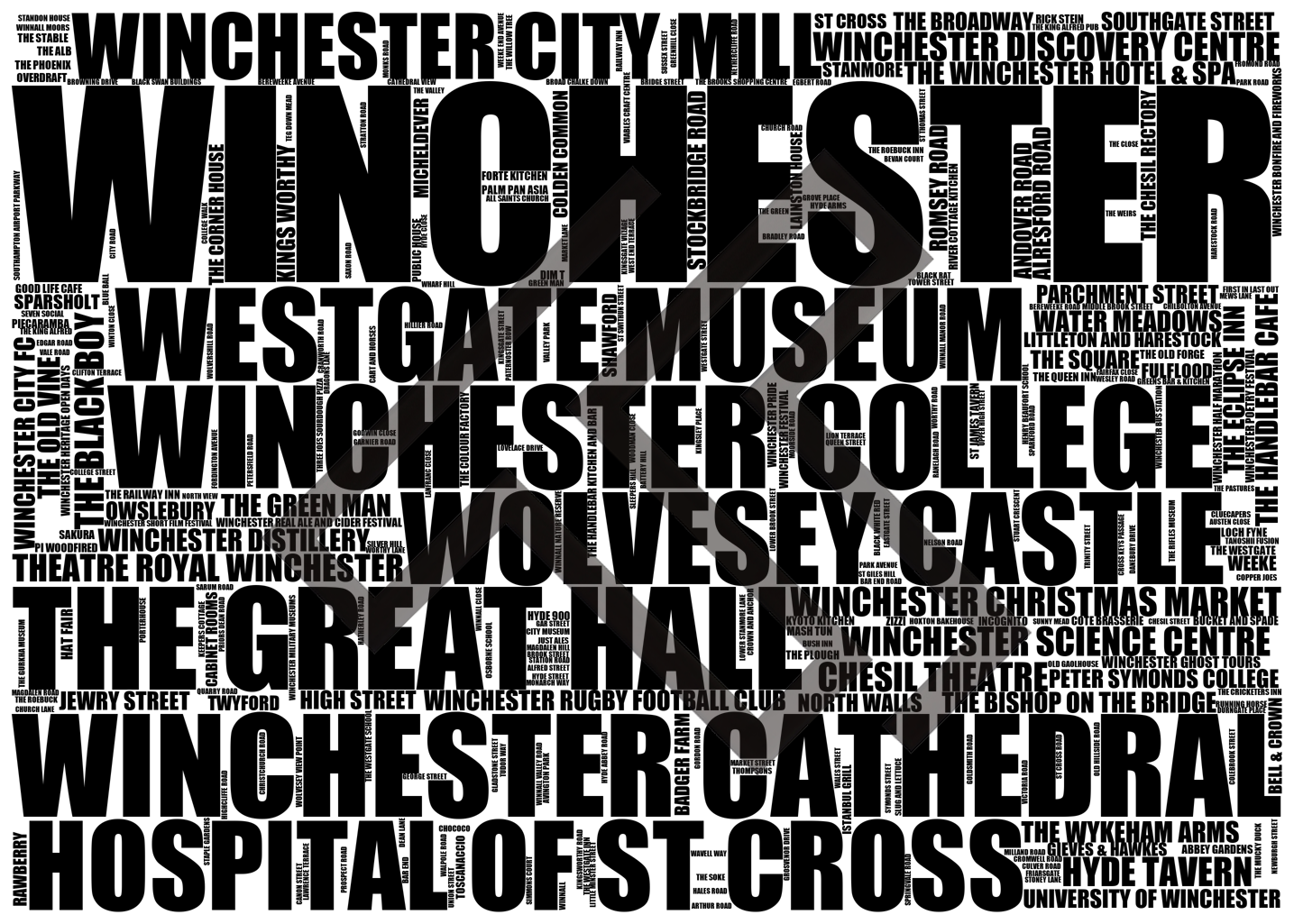 Winchester - Premium Typographic Word Cloud Prints, Posters & Gifts