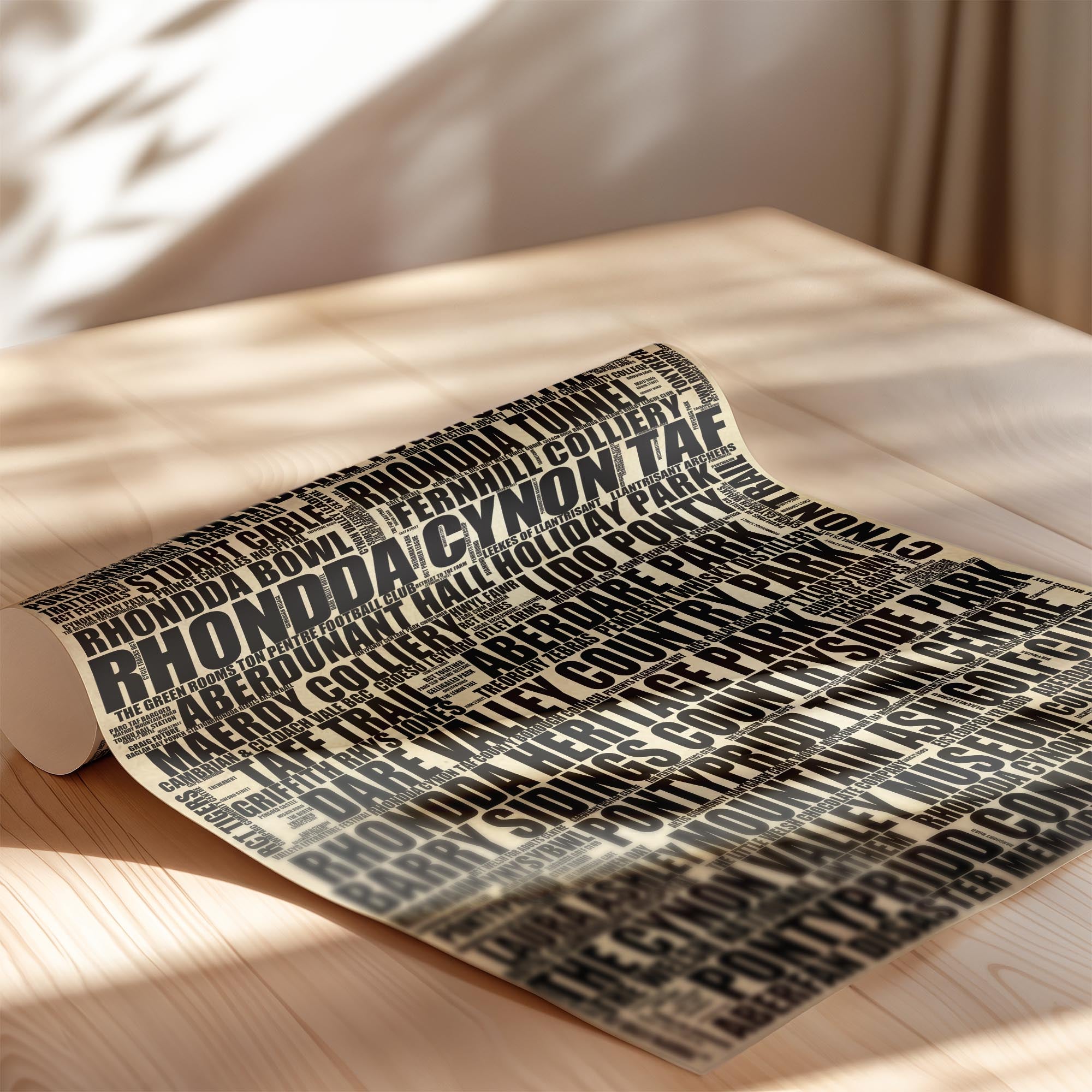 Rhondda Cynon Taf - Premium Typographic Word Cloud Prints, Posters & Gifts