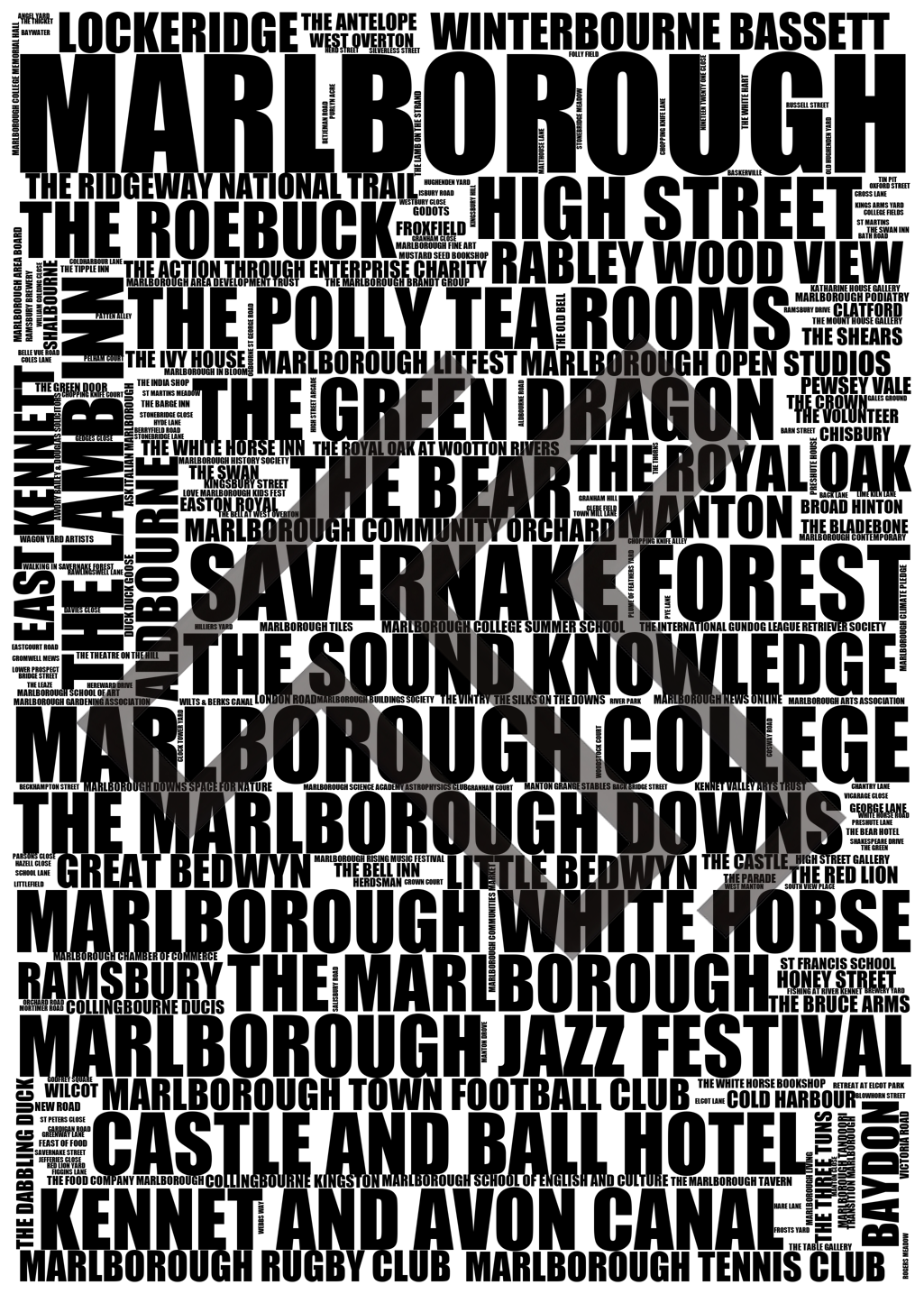 Marlborough - Premium Typographic Word Cloud Prints, Posters & Gifts