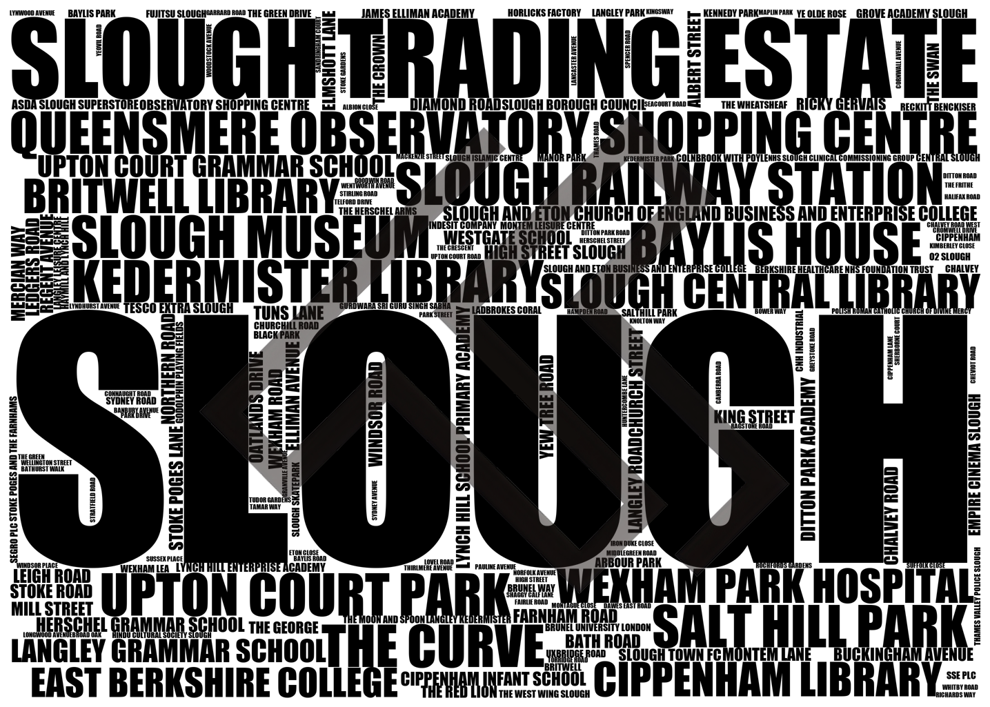 Slough - Premium Typographic Word Cloud Prints, Posters & Gifts