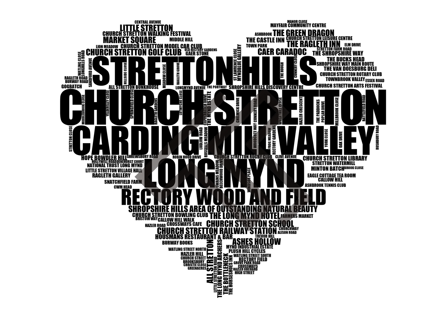Church Stretton - Premium Typographic Word Cloud Prints, Posters & Gifts
