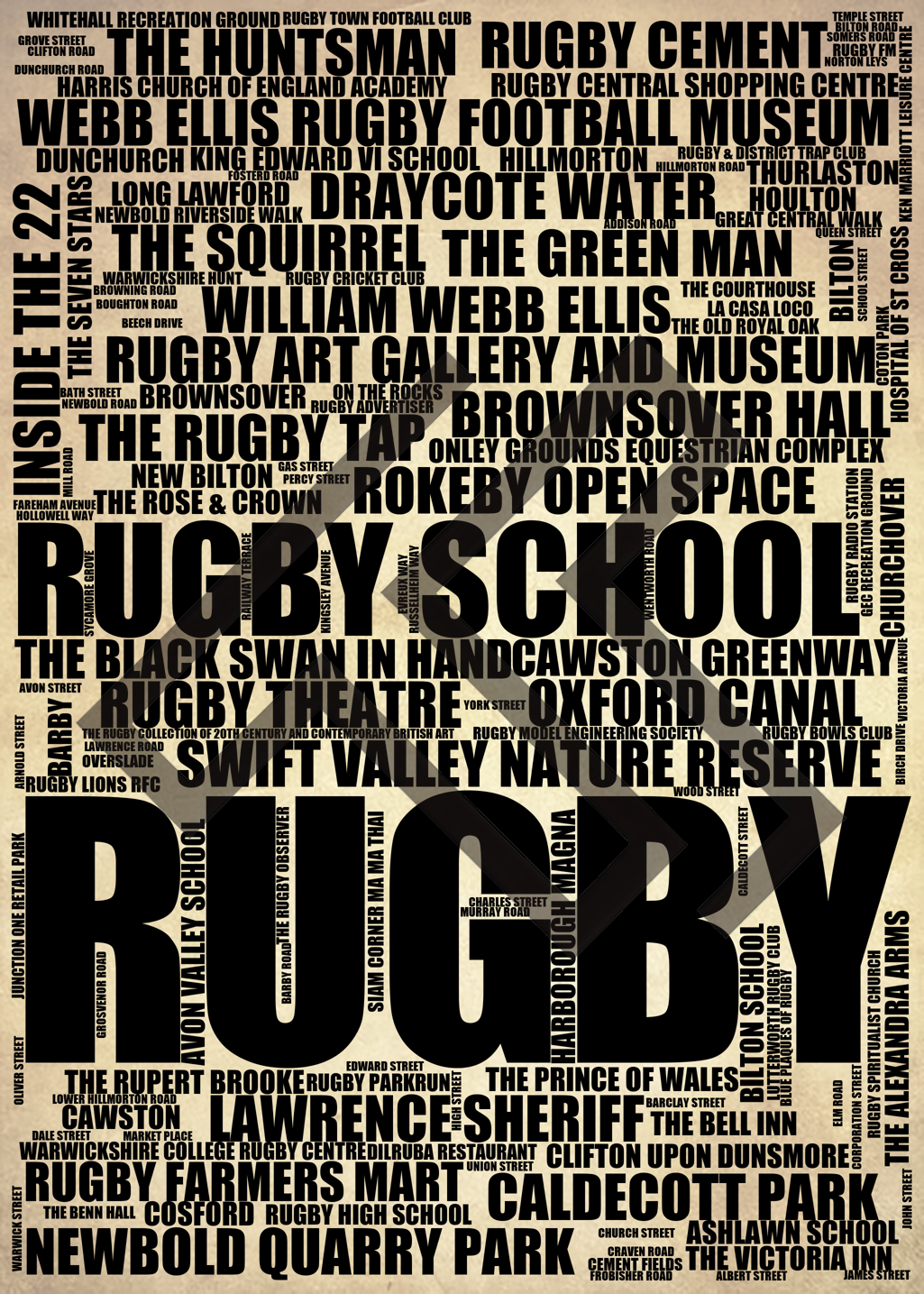 Rugby - Premium Typographic Word Cloud Prints, Posters & Gifts