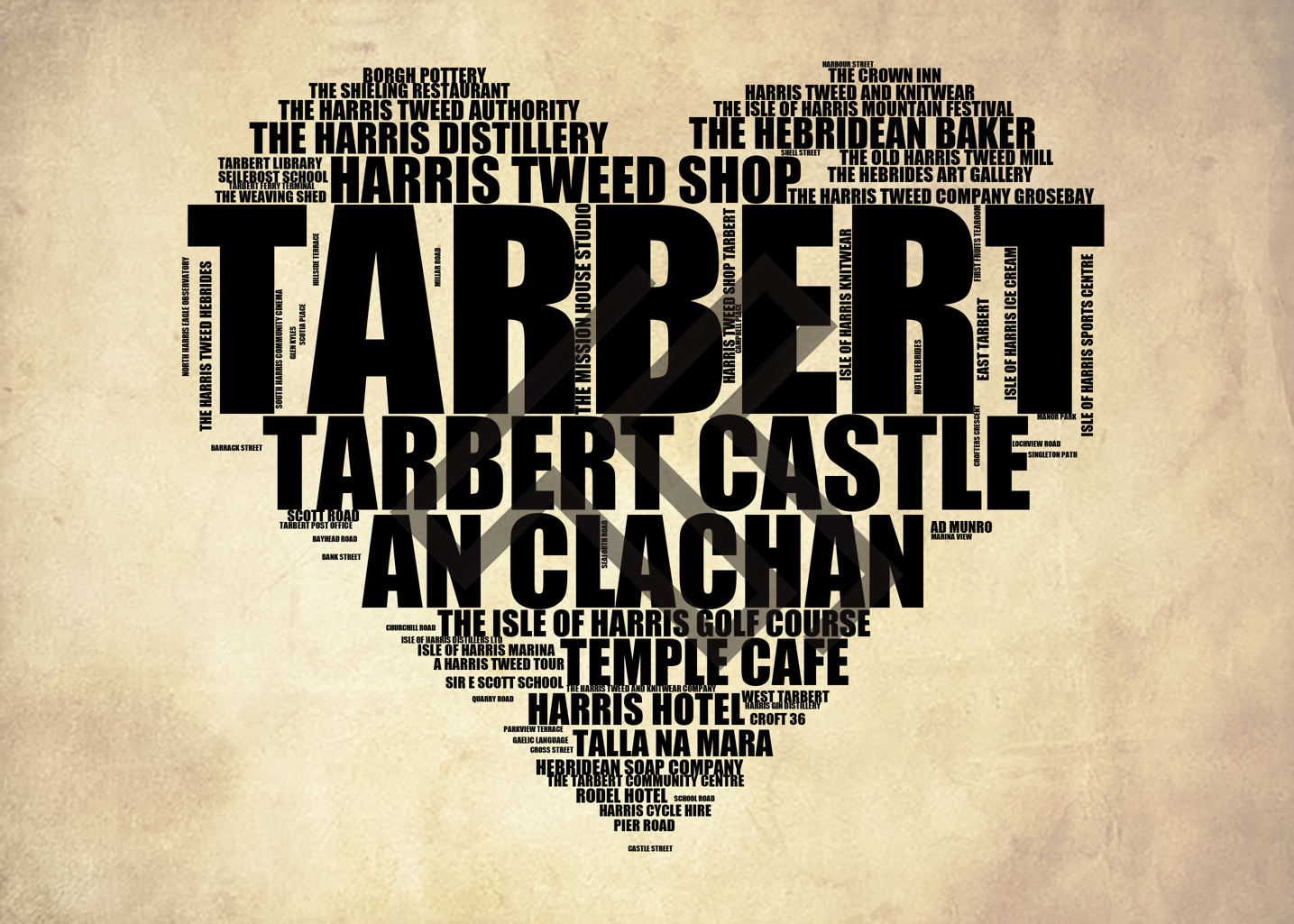 Tarbert - Premium Typographic Word Cloud Prints, Posters & Gifts