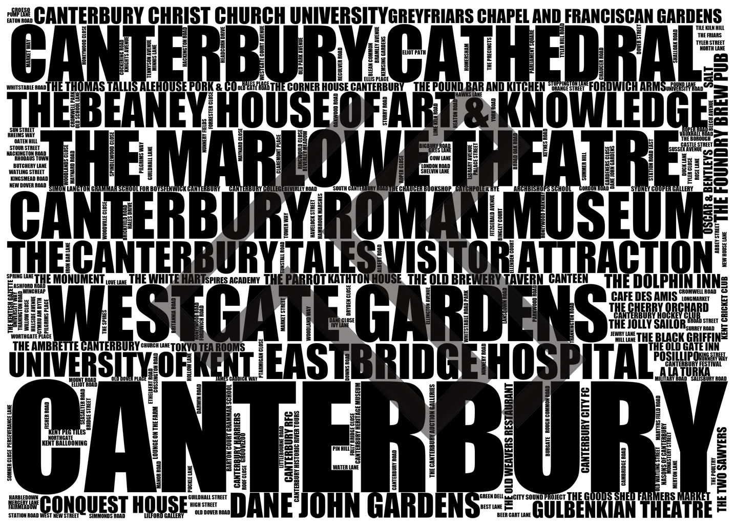 Canterbury - Premium Typographic Word Cloud Prints, Posters & Gifts