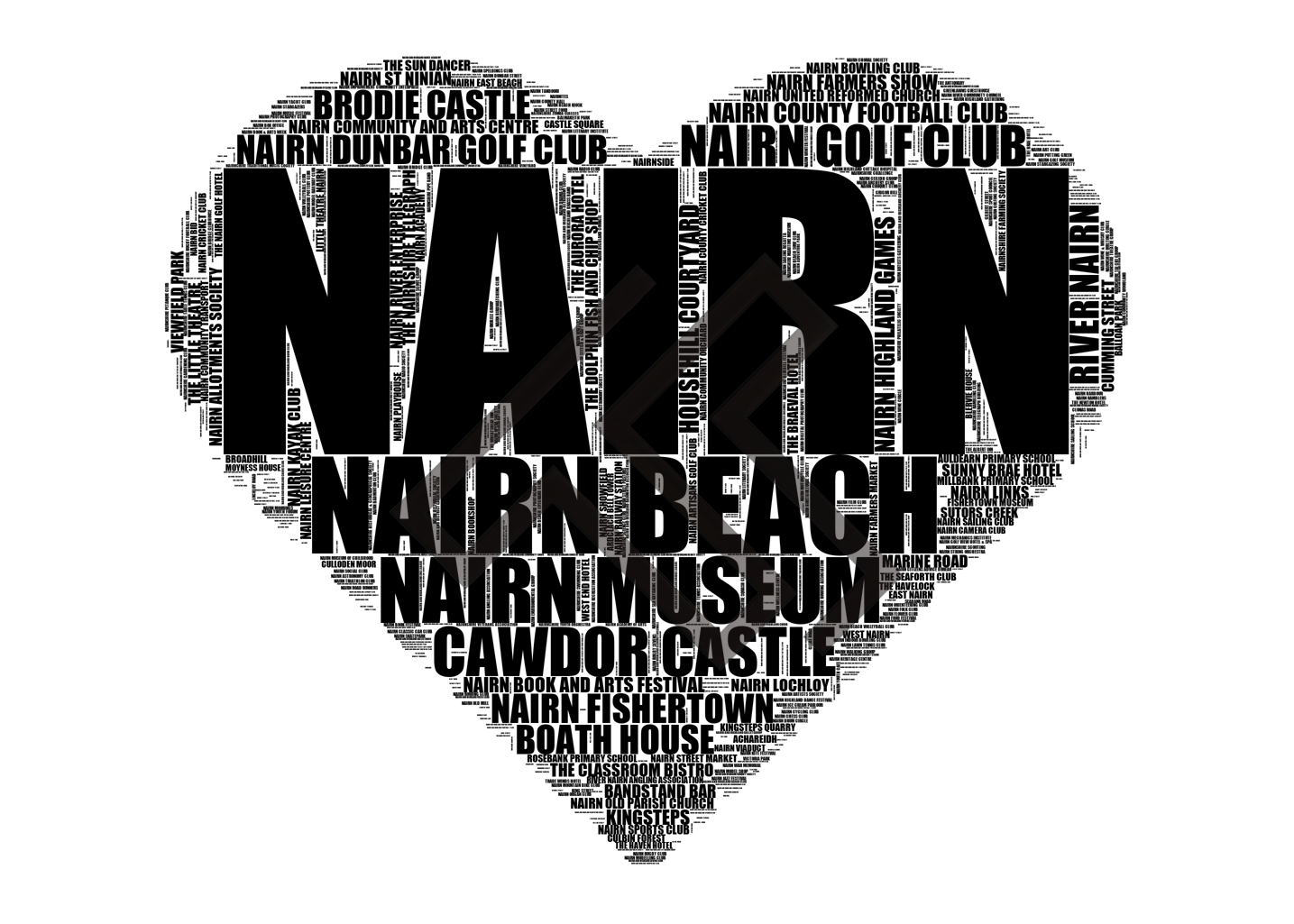 Nairn - Premium Typographic Word Cloud Prints, Posters & Gifts