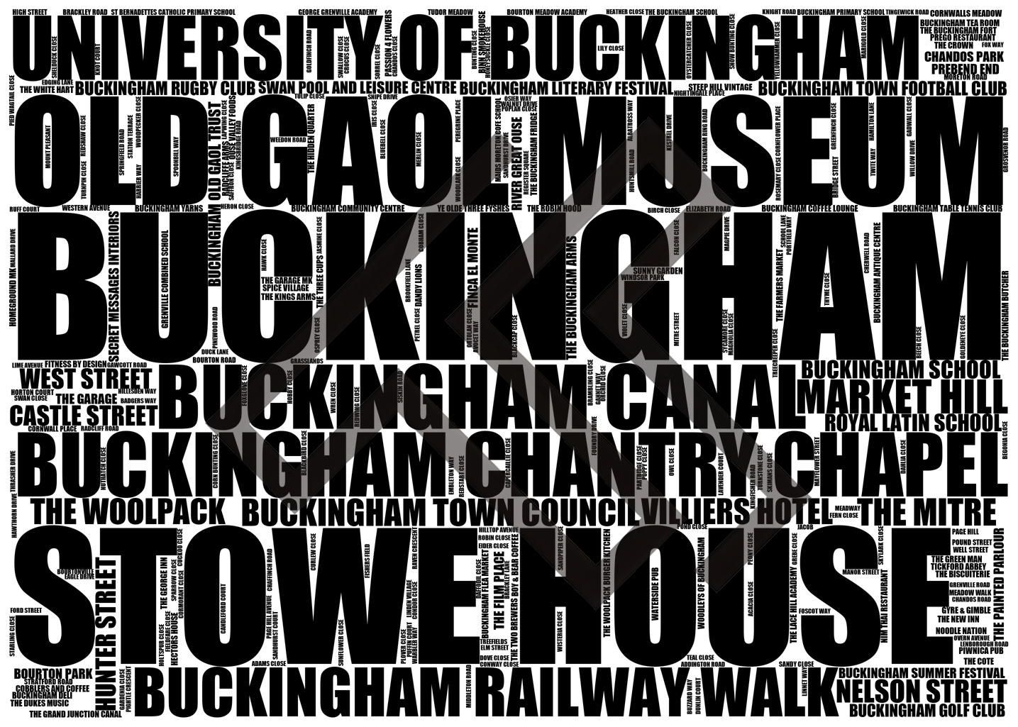 Buckingham - Premium Typographic Word Cloud Prints, Posters & Gifts