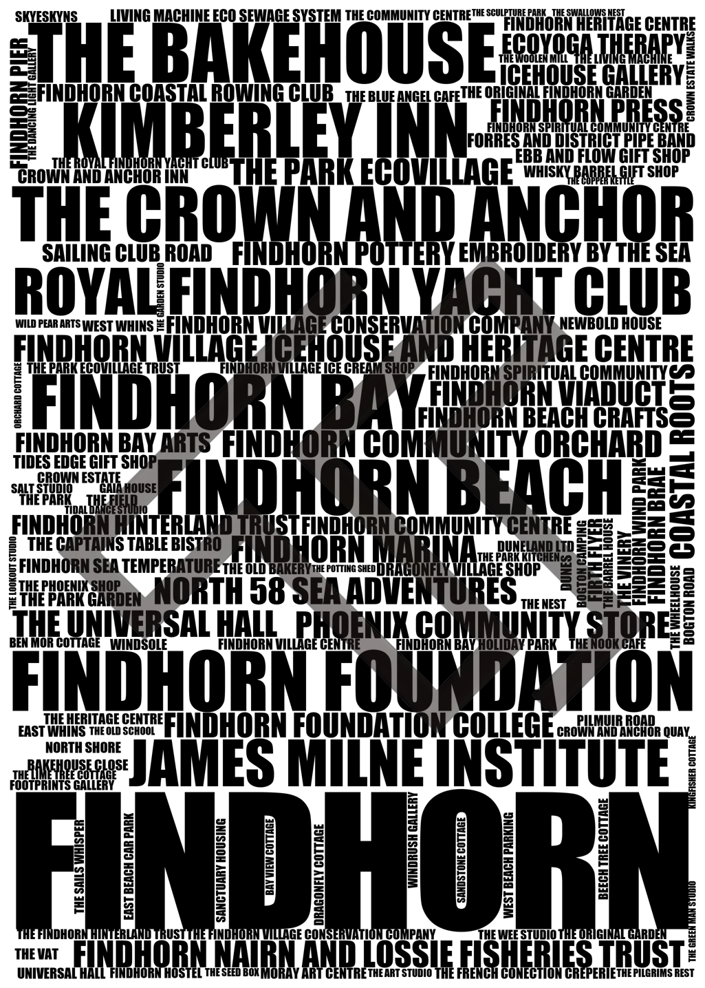 Findhorn - Premium Typographic Word Cloud Prints, Posters & Gifts