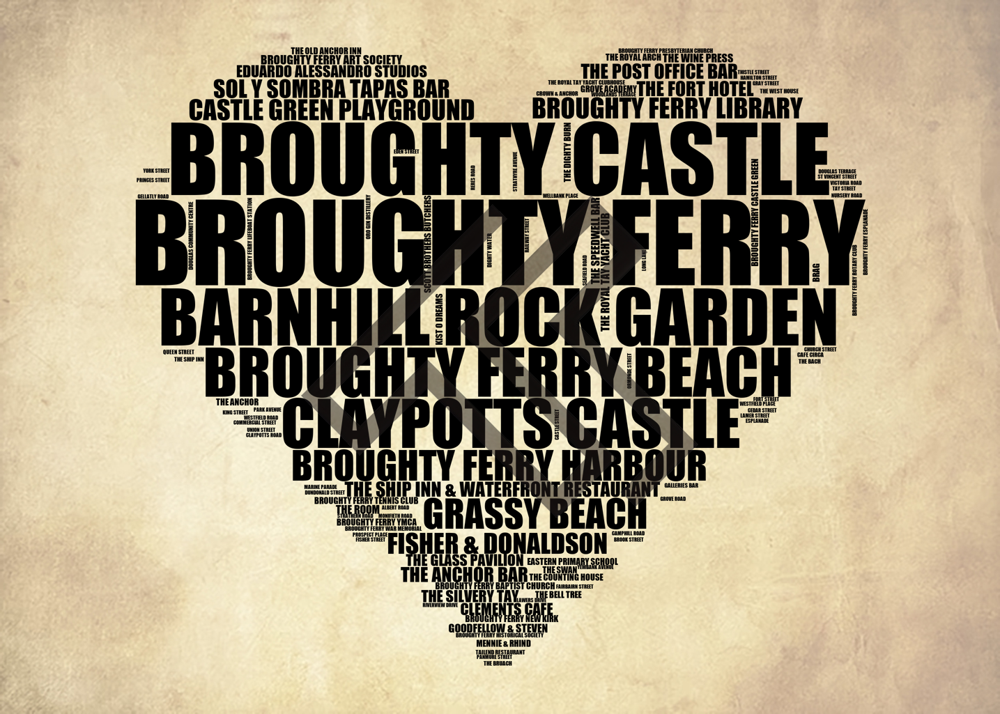 Broughty Ferry - Premium Typographic Word Cloud Prints, Posters & Gifts