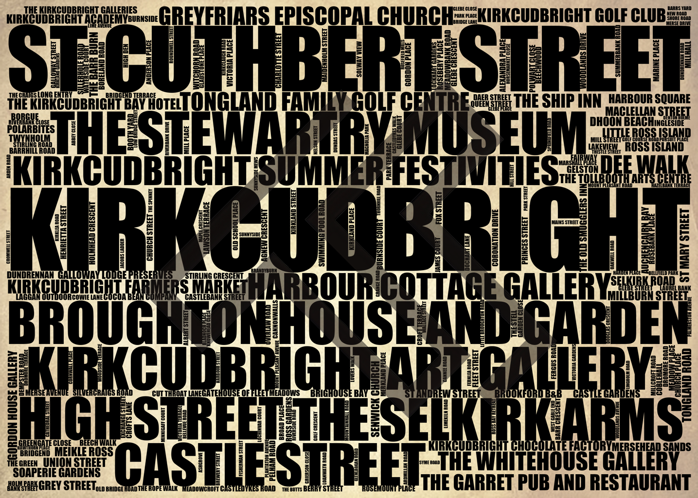 Kirkcudbright - Premium Typographic Word Cloud Prints, Posters & Gifts