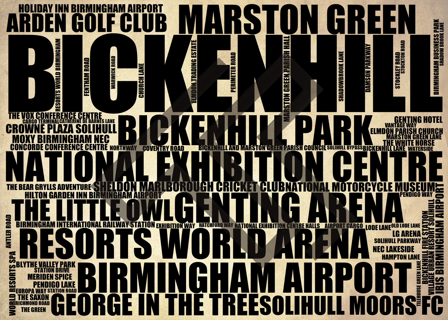 Bickenhill - Premium Typographic Word Cloud Prints, Posters & Gifts