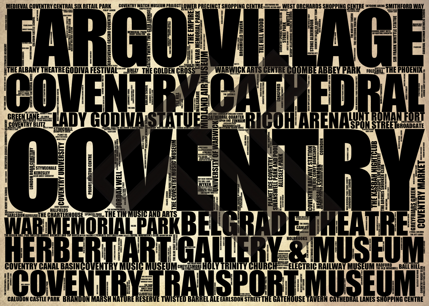 Coventry - Premium Typographic Word Cloud Prints, Posters & Gifts
