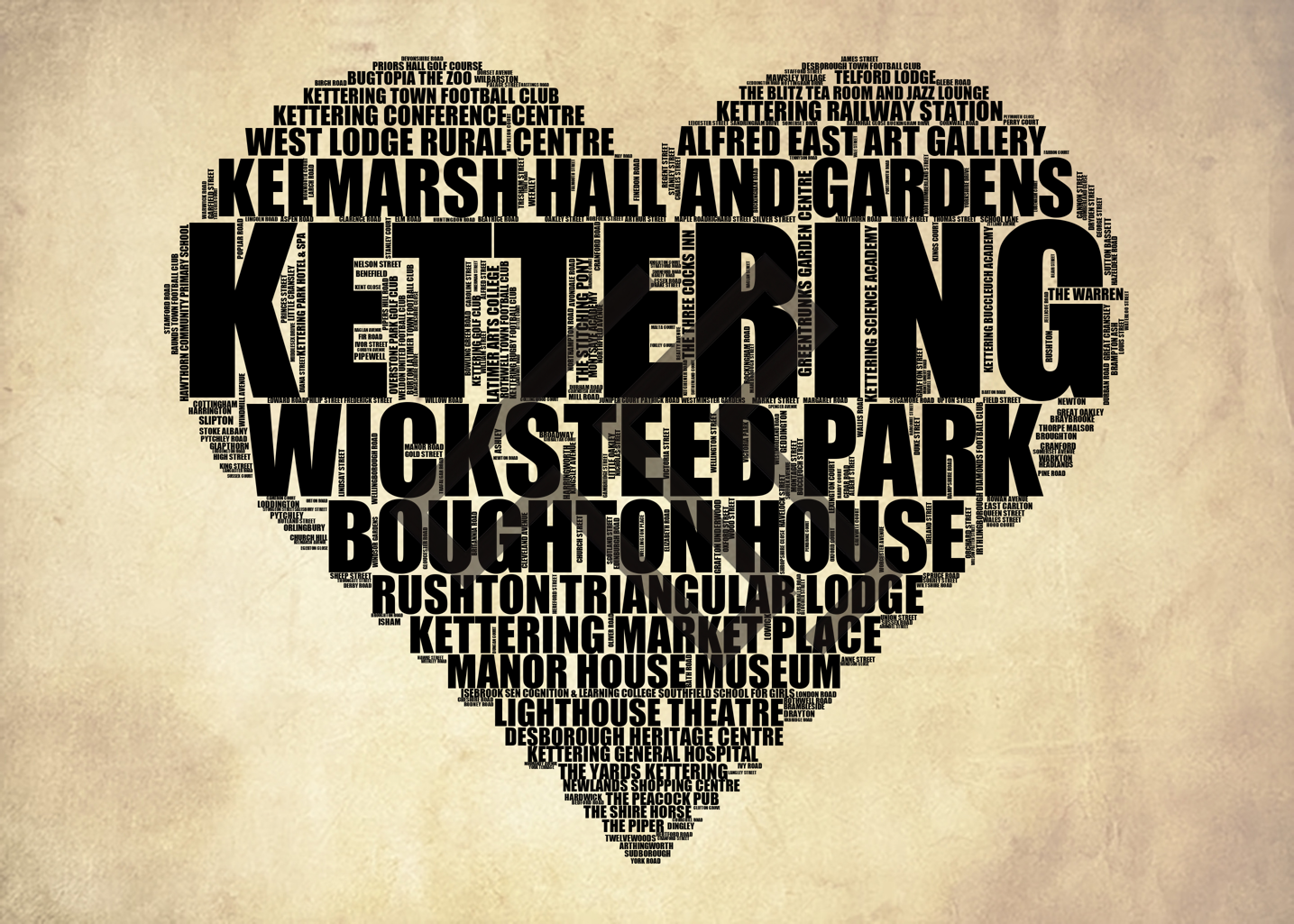 Kettering - Premium Typographic Word Cloud Prints, Posters & Gifts