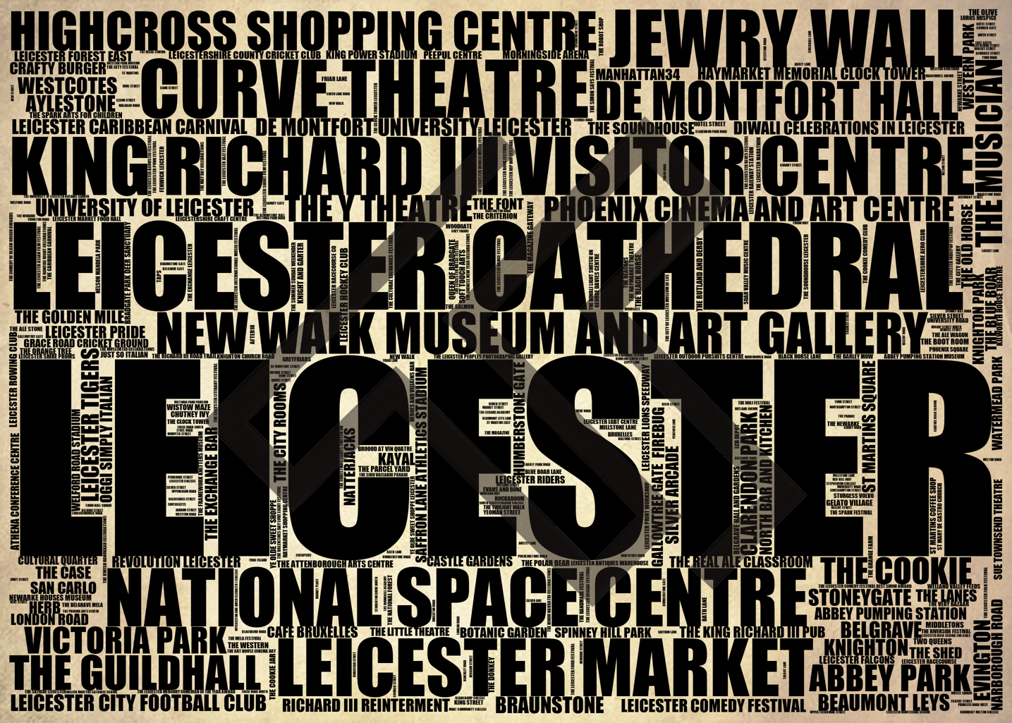 Leicester - Premium Typographic Word Cloud Prints, Posters & Gifts