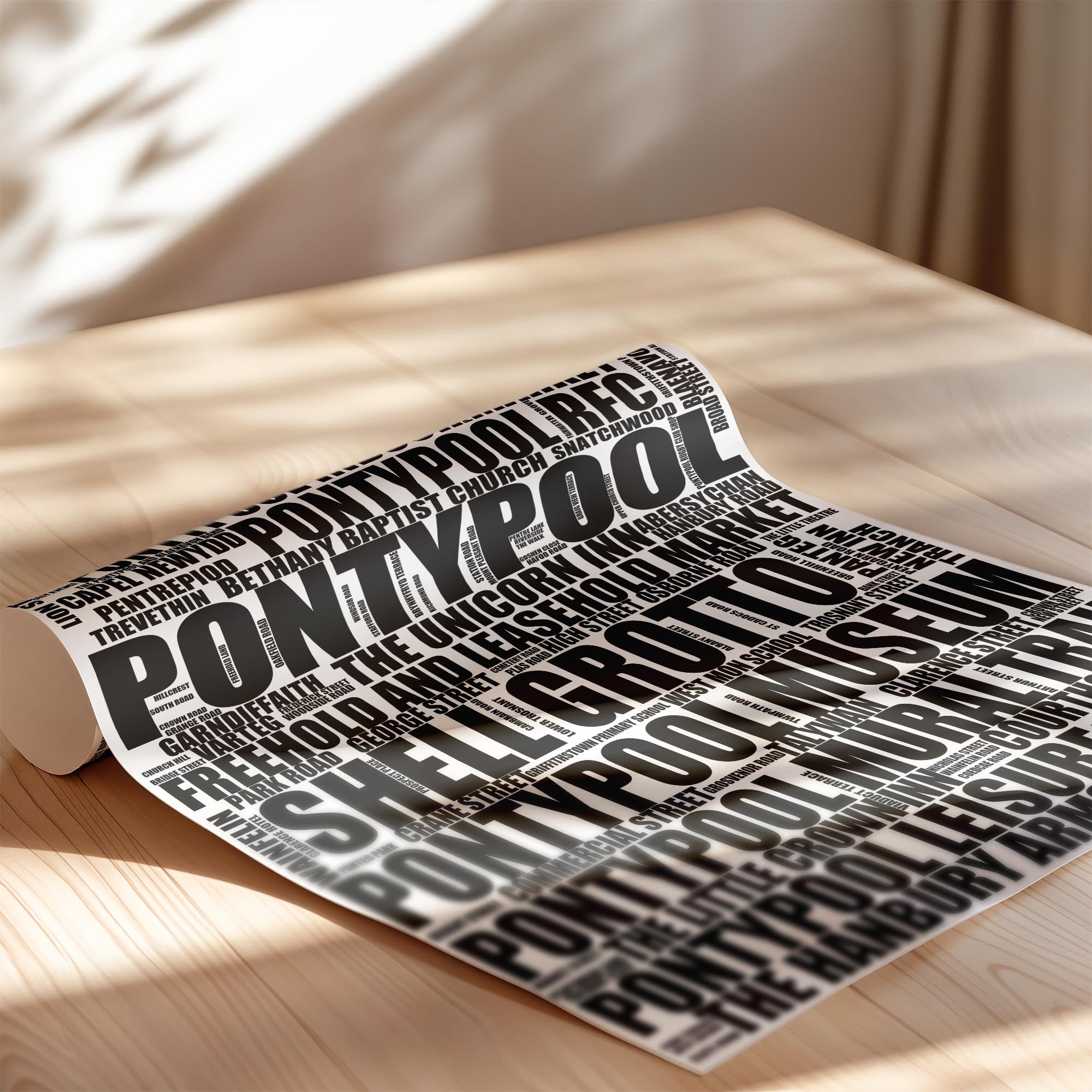 Pontypool - Premium Typographic Word Cloud Prints, Posters & Gifts
