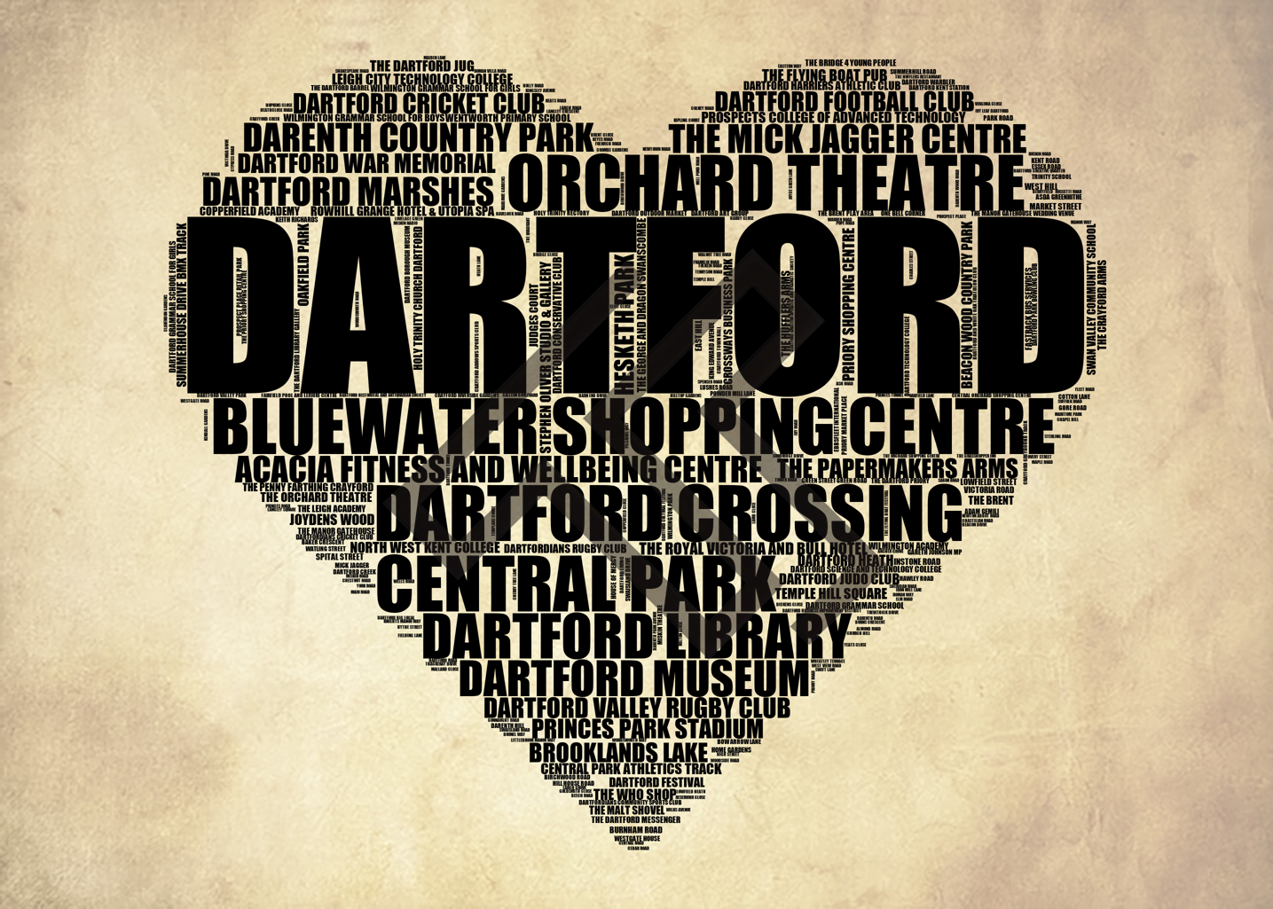 Dartford - Premium Typographic Word Cloud Prints, Posters & Gifts