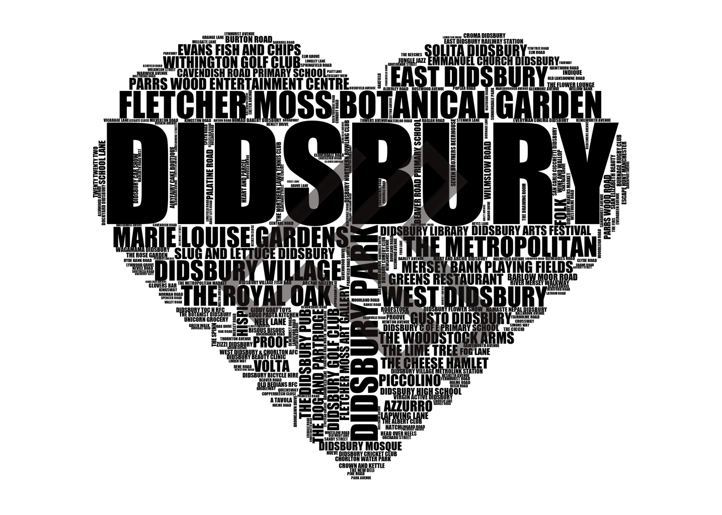 Didsbury - Premium Typographic Word Cloud Prints, Posters & Gifts