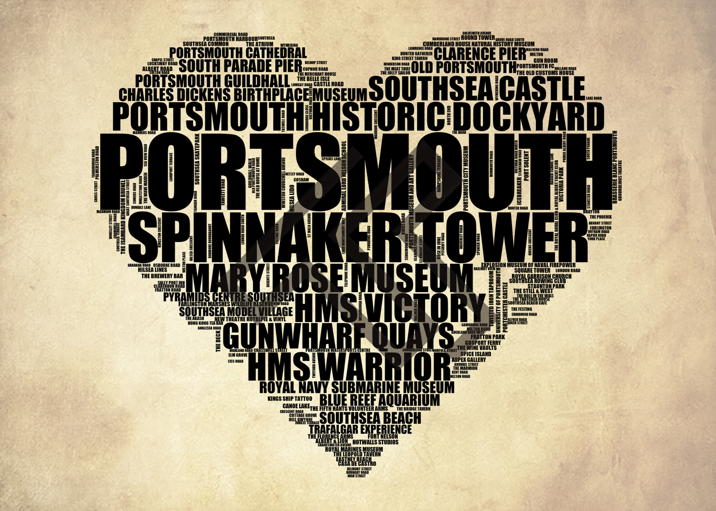 Portsmouth - Premium Typographic Word Cloud Prints, Posters & Gifts