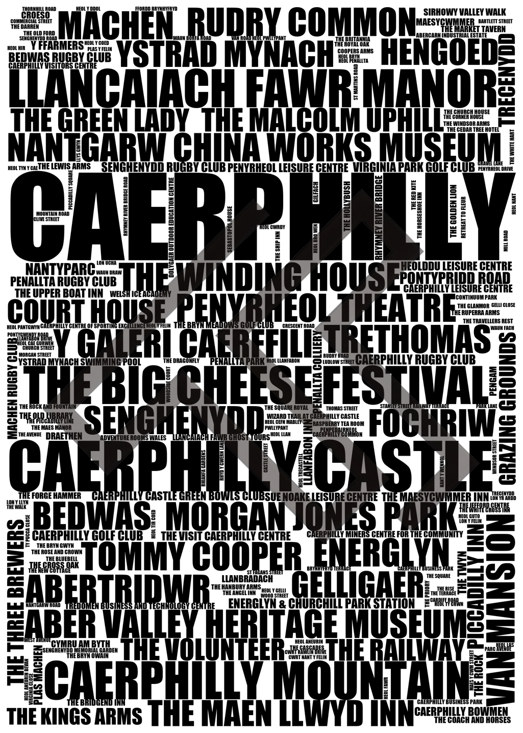 Caerphilly - Premium Typographic Word Cloud Prints, Posters & Gifts