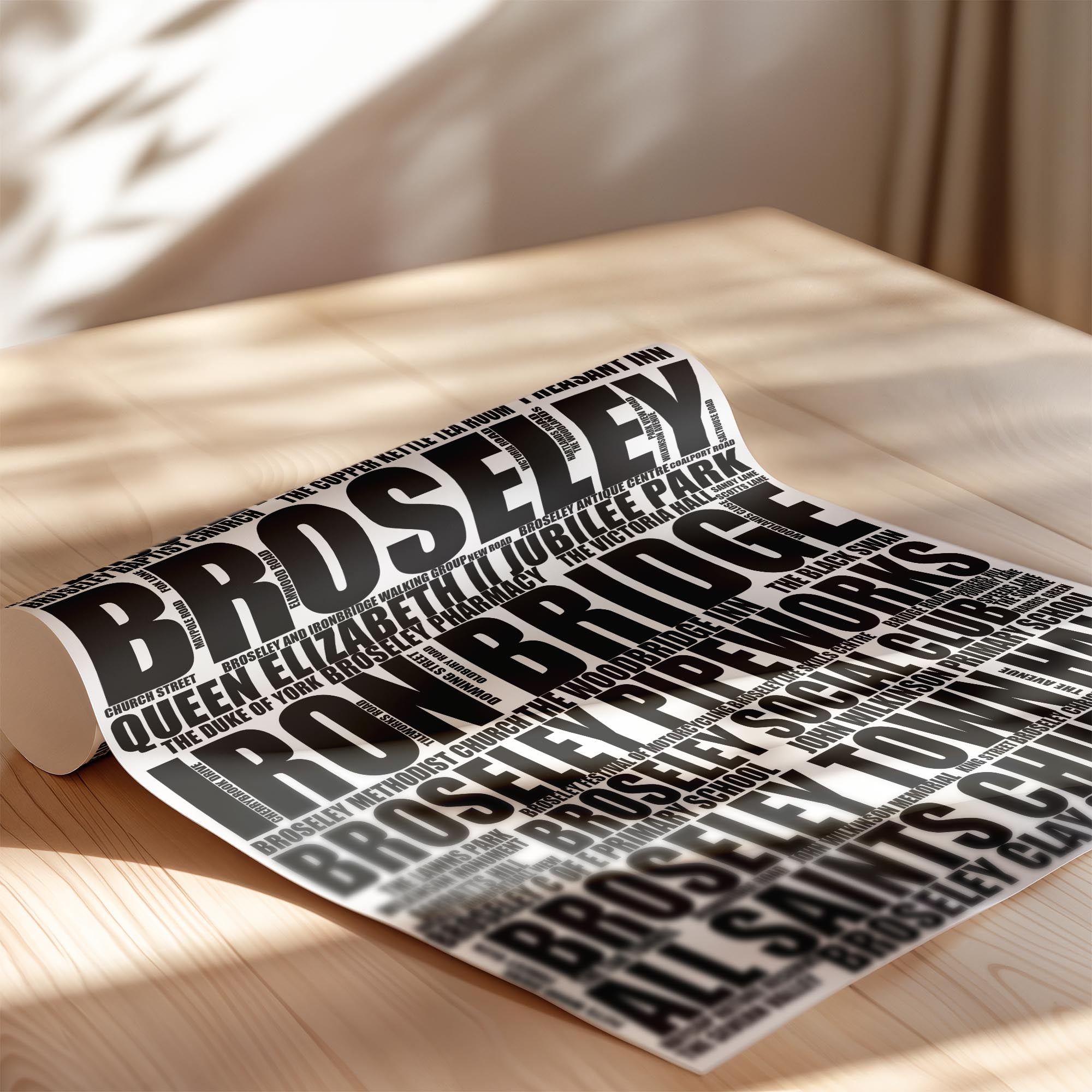 Broseley - Premium Typographic Word Cloud Prints, Posters & Gifts