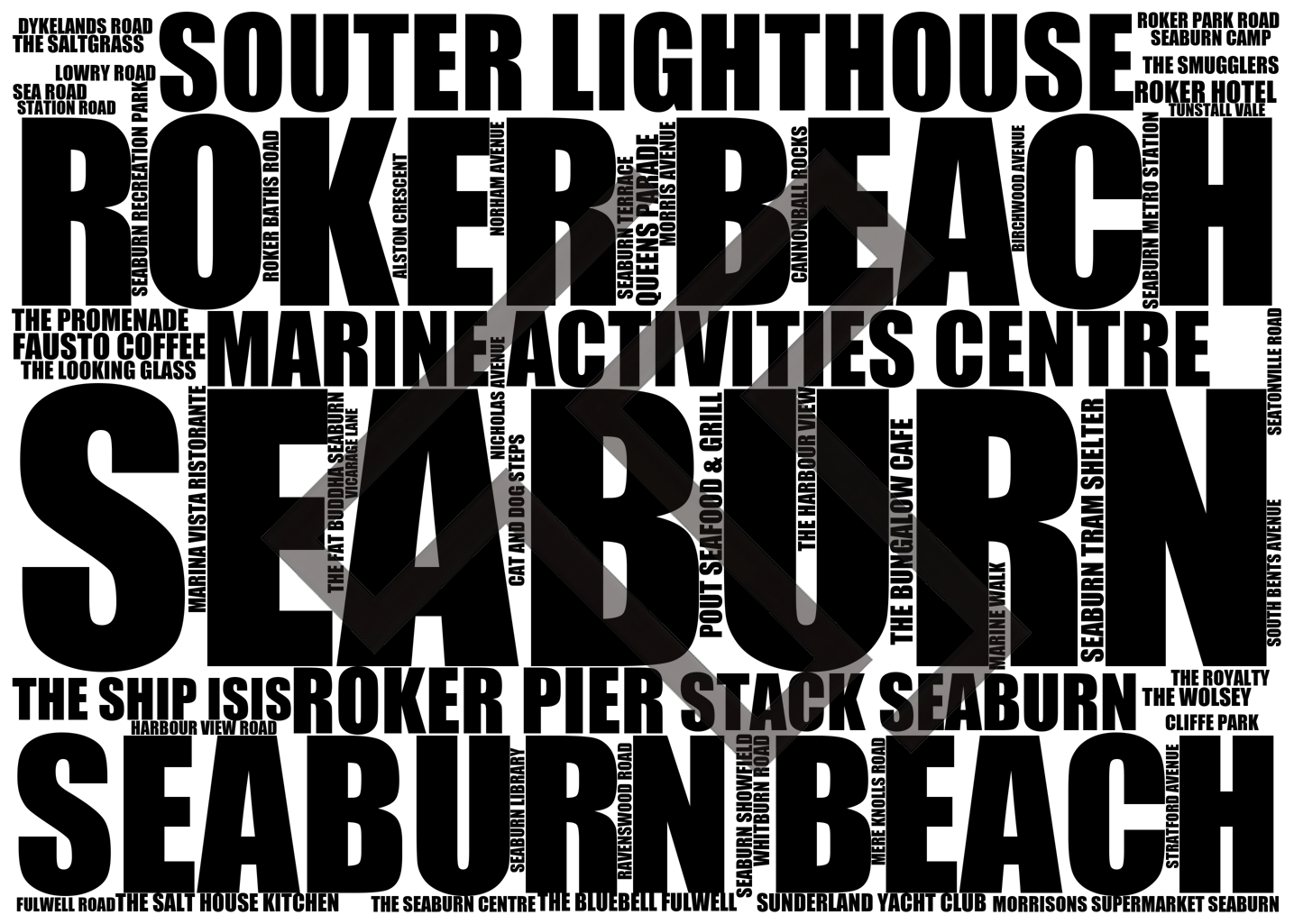 Seaburn - Premium Typographic Word Cloud Prints, Posters & Gifts