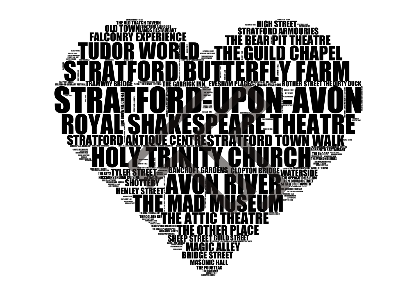 Stratford-upon-Avon - Premium Typographic Word Cloud Prints, Posters & Gifts