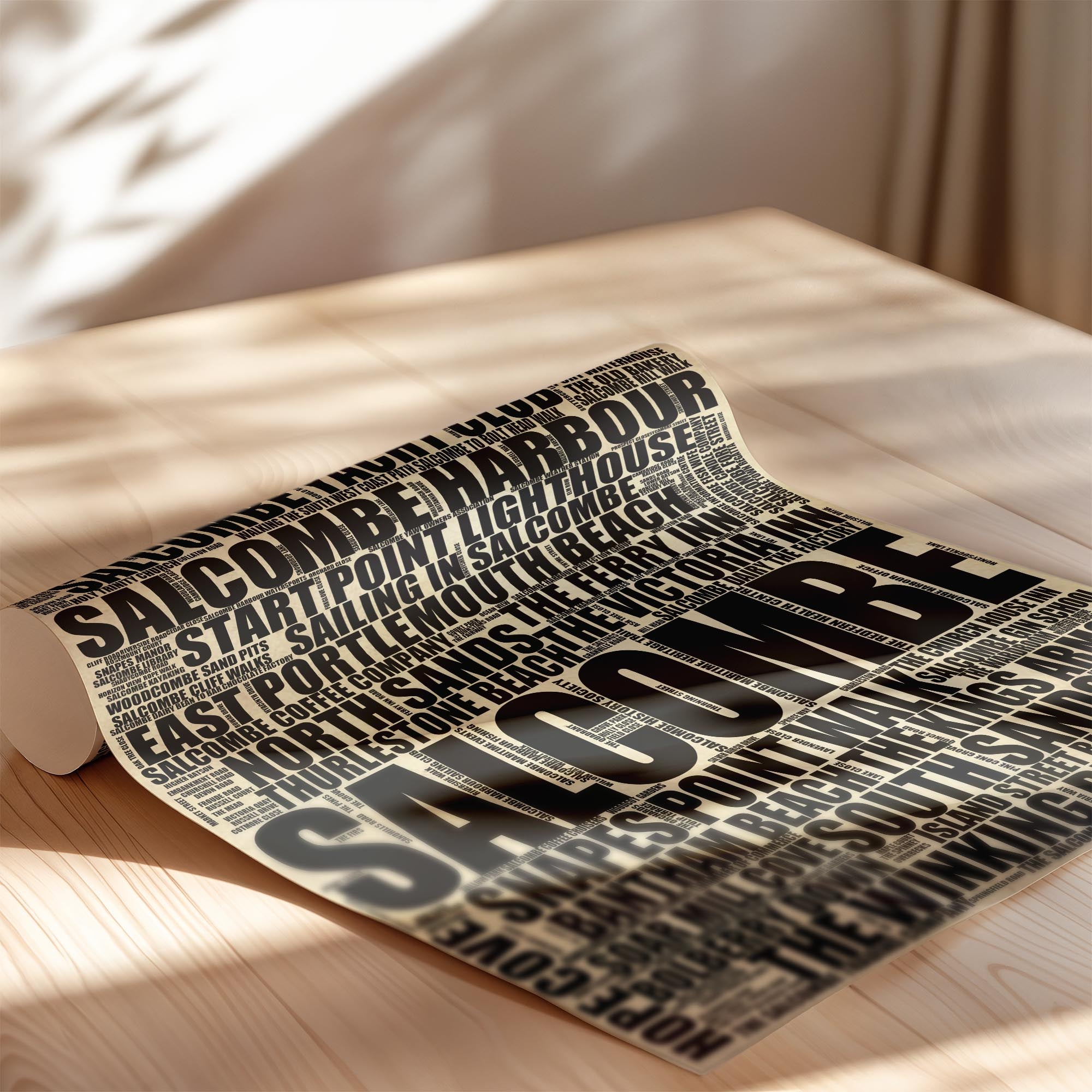 Salcombe - Premium Typographic Word Cloud Prints, Posters & Gifts
