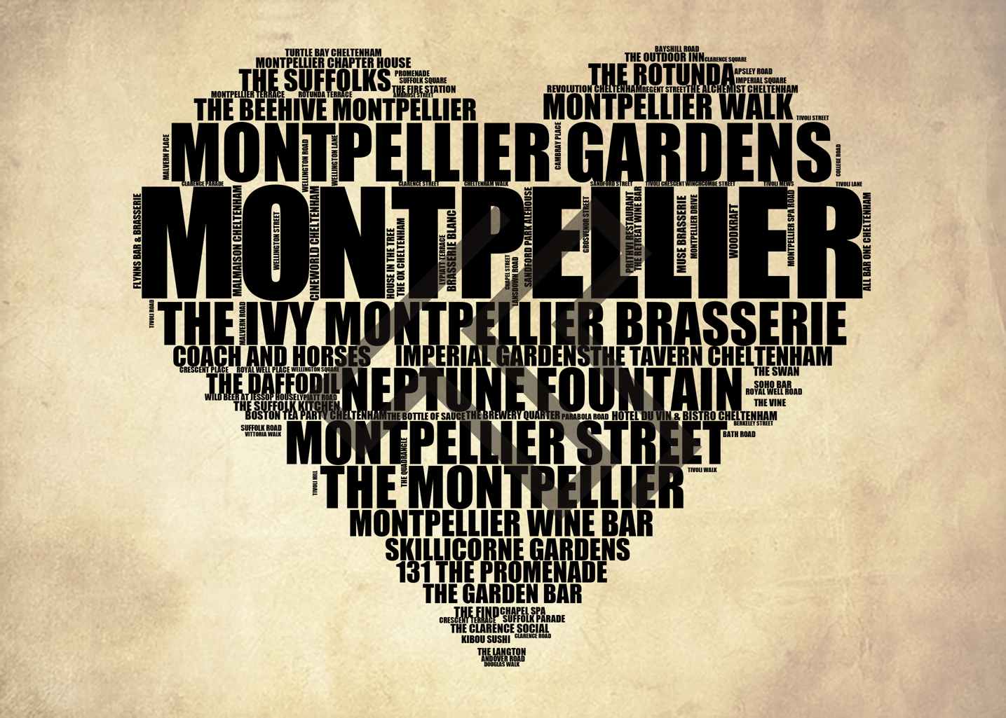 Montpellier - Premium Typographic Word Cloud Prints, Posters & Gifts