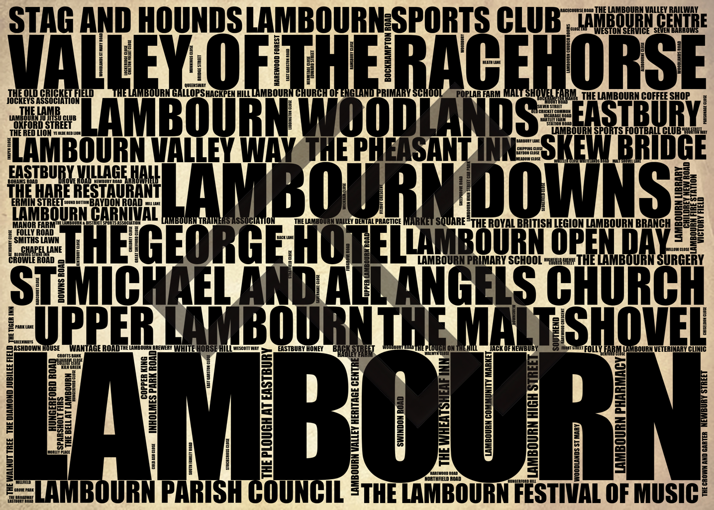 Lambourn - Premium Typographic Word Cloud Prints, Posters & Gifts