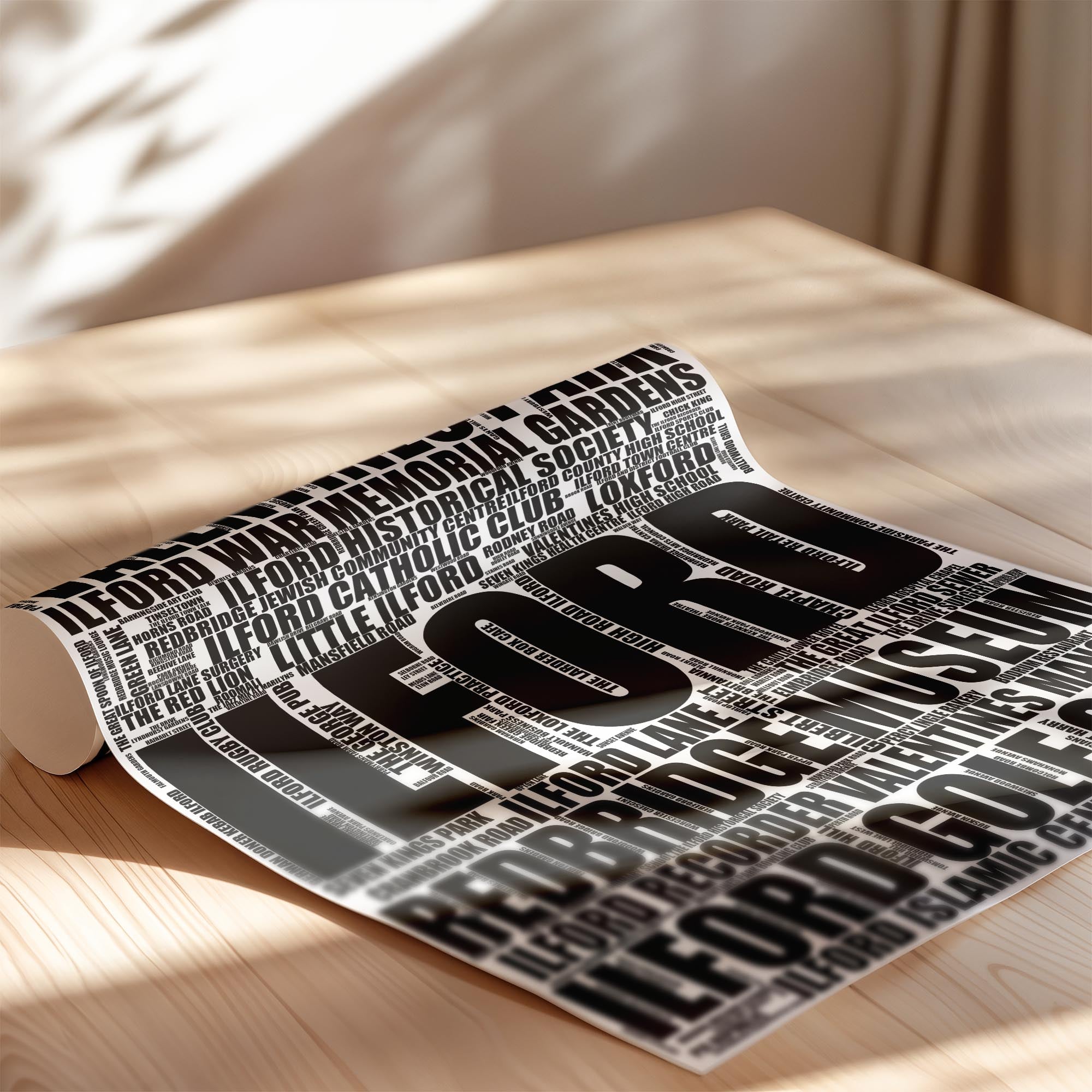Ilford - Premium Typographic Word Cloud Prints, Posters & Gifts