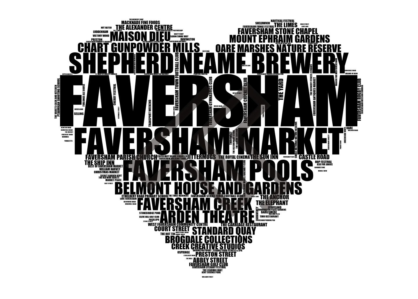 Faversham - Premium Typographic Word Cloud Prints, Posters & Gifts