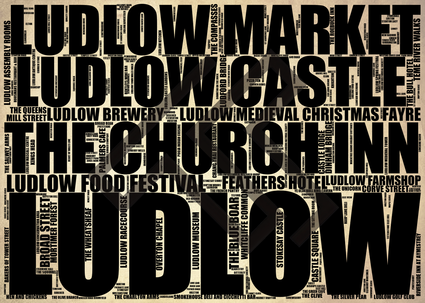 Ludlow - Premium Typographic Word Cloud Prints, Posters & Gifts