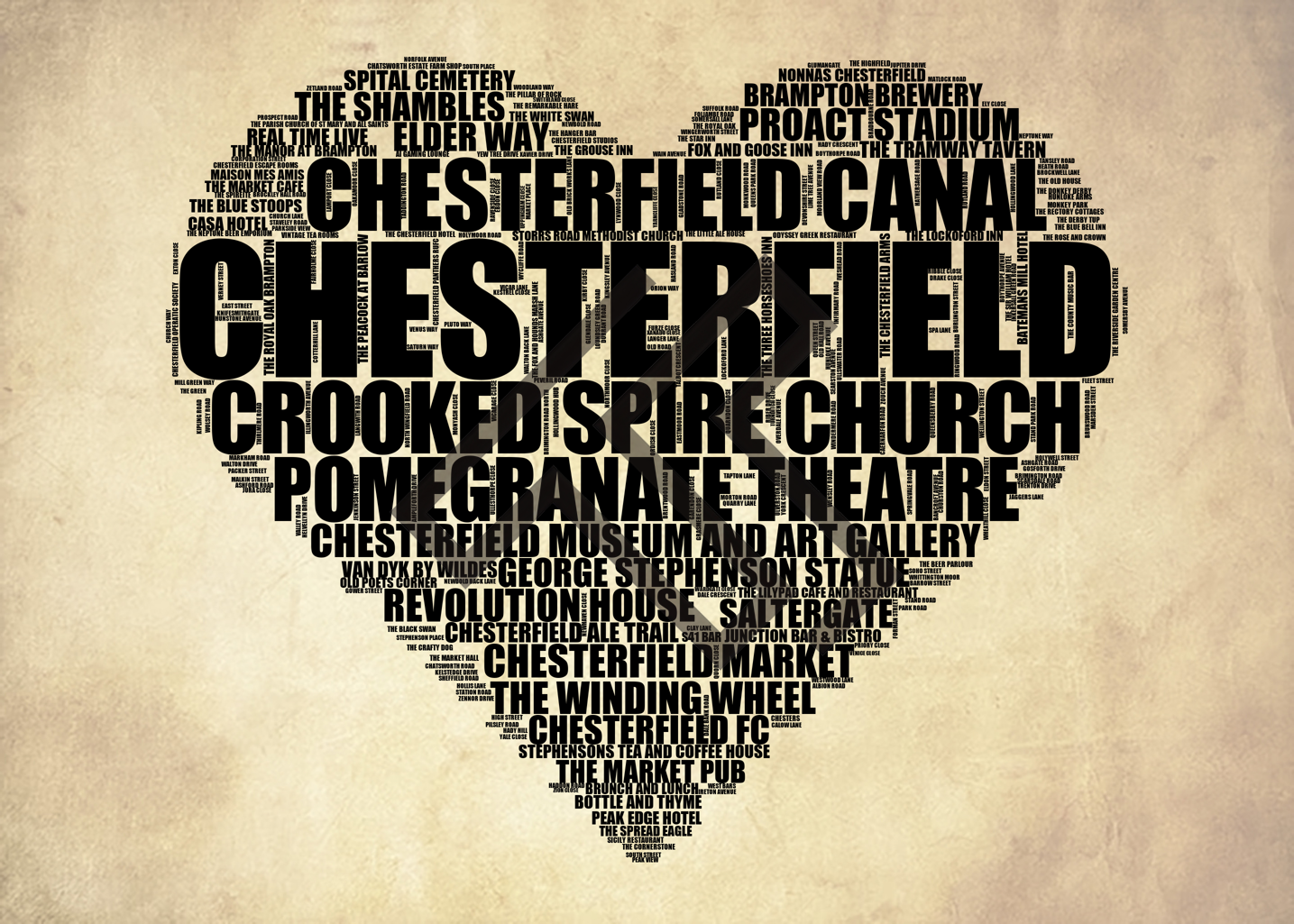 Chesterfield - Premium Typographic Word Cloud Prints, Posters & Gifts