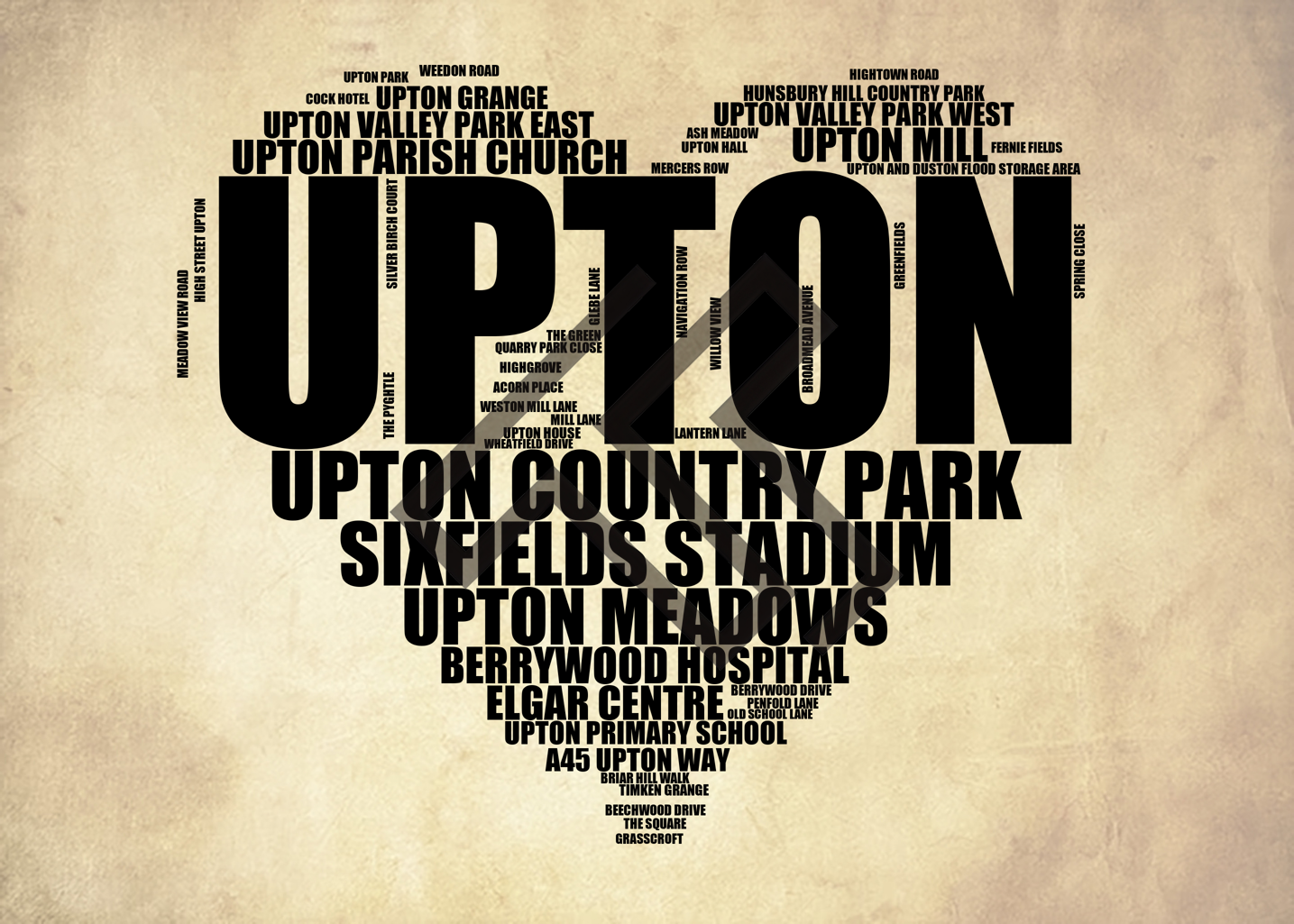 Upton - Premium Typographic Word Cloud Prints, Posters & Gifts