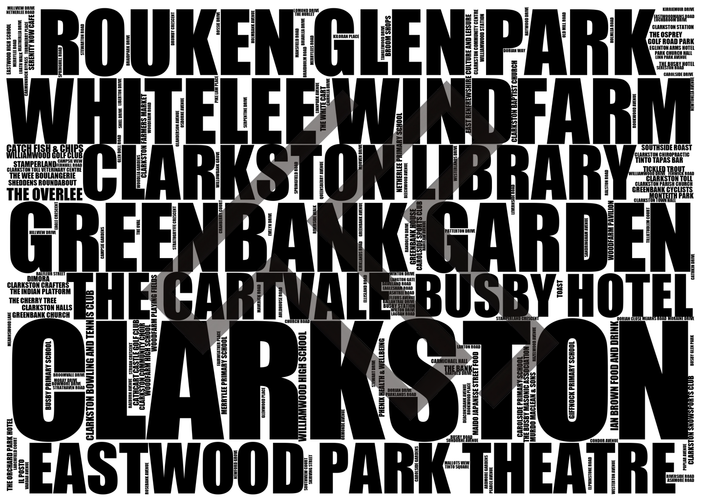 Clarkston - Premium Typographic Word Cloud Prints, Posters & Gifts