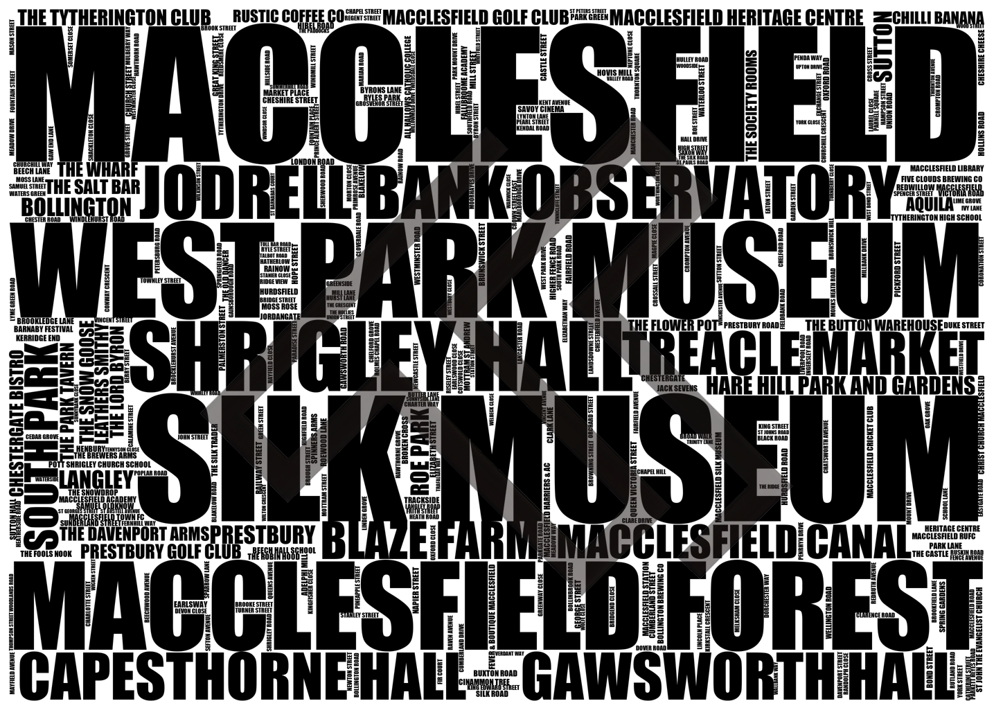 Macclesfield - Premium Typographic Word Cloud Prints, Posters & Gifts