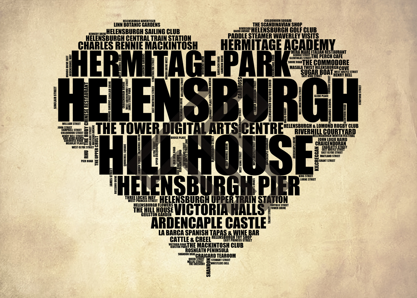 Helensburgh - Premium Typographic Word Cloud Prints, Posters & Gifts