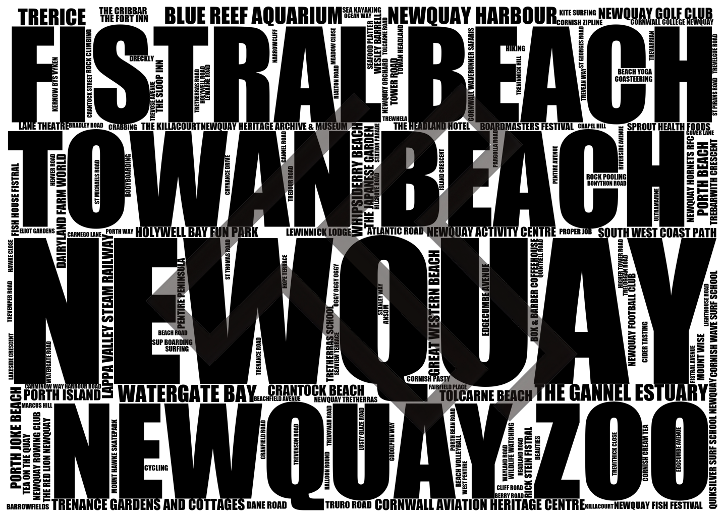 Newquay - Premium Typographic Word Cloud Prints, Posters & Gifts