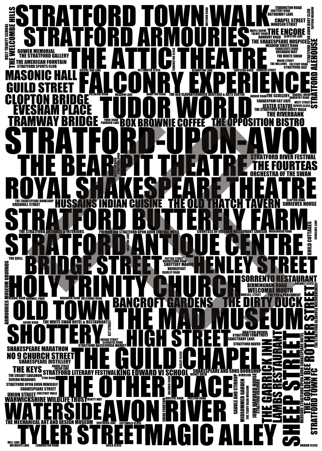 Stratford-upon-Avon - Premium Typographic Word Cloud Prints, Posters & Gifts