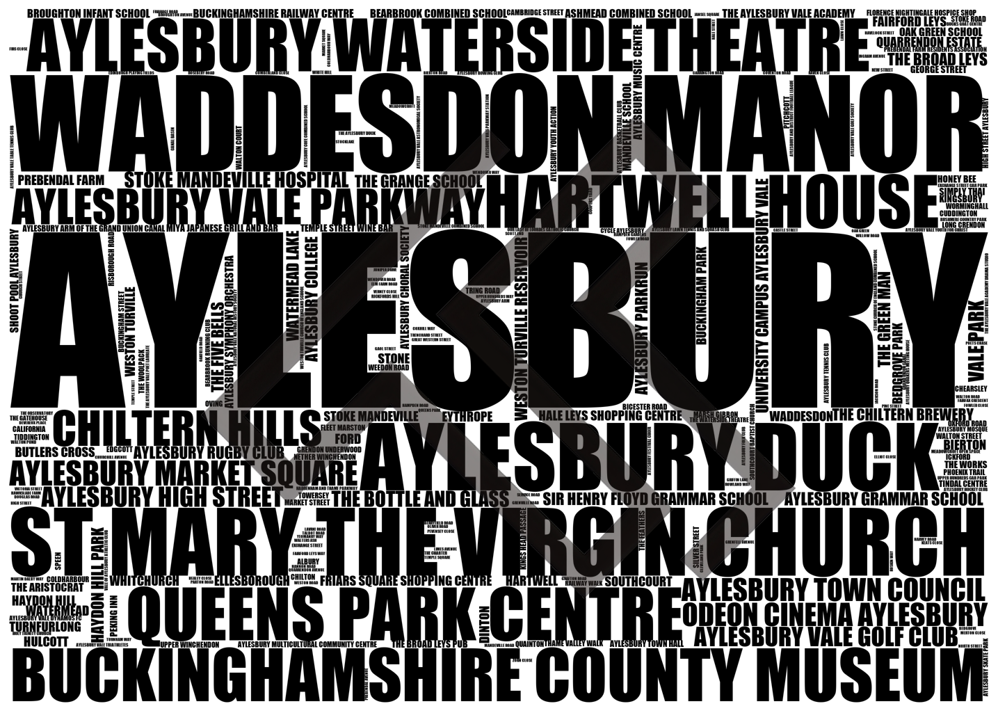 Aylesbury - Premium Typographic Word Cloud Prints, Posters & Gifts