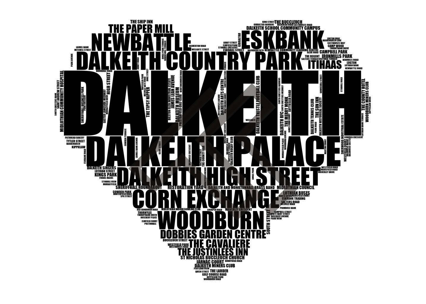 Dalkeith - Premium Typographic Word Cloud Prints, Posters & Gifts