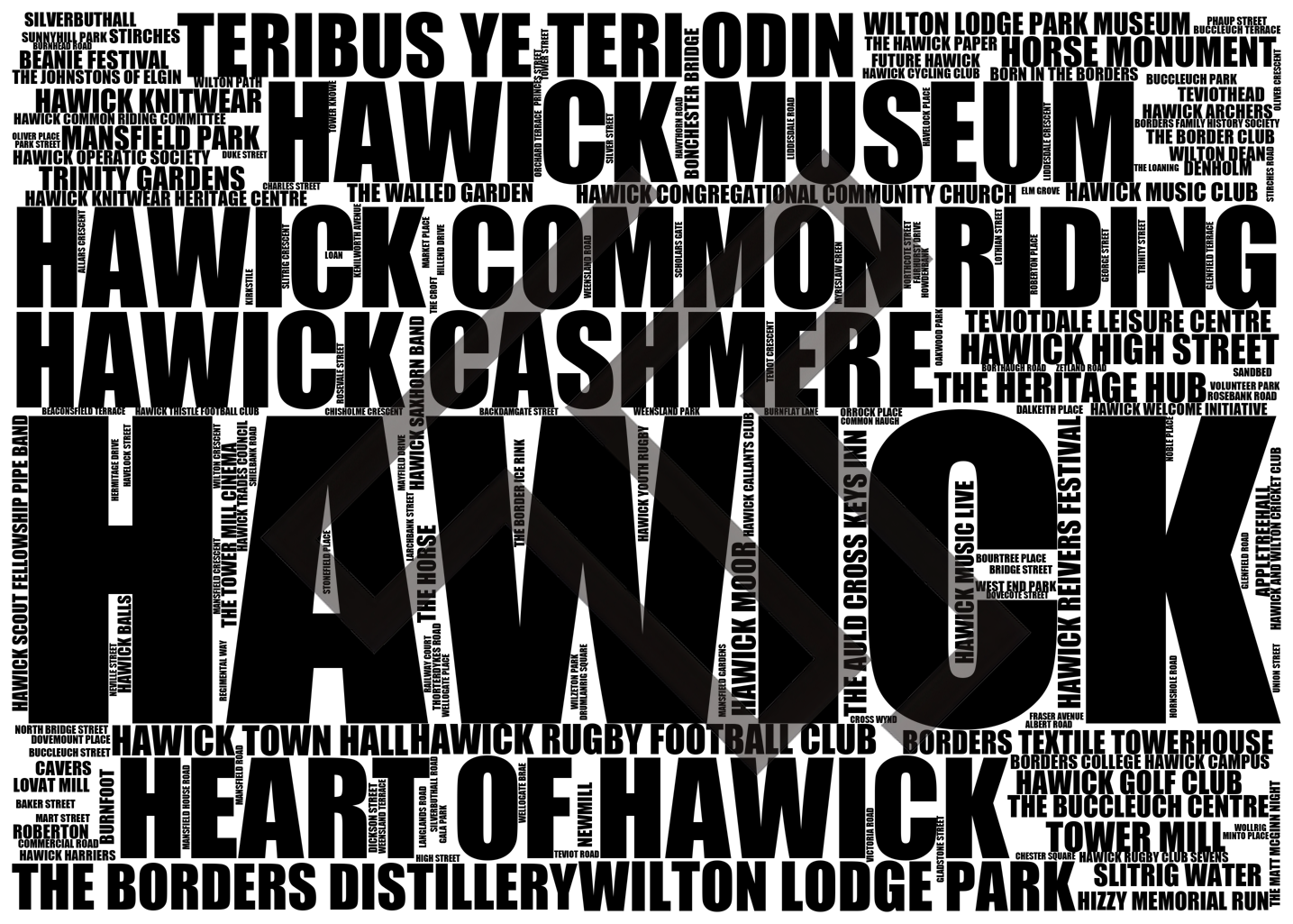 Hawick - Premium Typographic Word Cloud Prints, Posters & Gifts